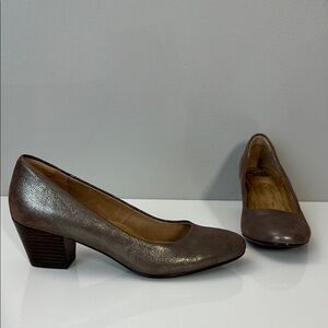 Sofft Lana Block Heel Pumps Metallic Bronze Fawn Taupe Size 7